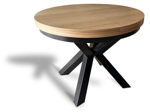 Stół okrągły rozkładany fi 120+ 2 x 40 cm LOFT z designerskimi nogami