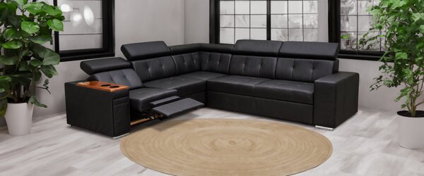 Narożnik skórzany, kanapa narożna 280/260 cm Tulum XVIII 1x relax elektryczny