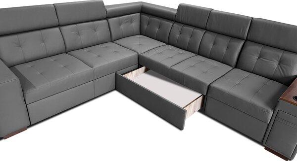Narożnik skórzany, kanapa narożna 280/260 cm Tulum XVIII 1x relax elektryczny