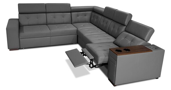 Narożnik skórzany, kanapa narożna 280/260 cm Tulum XVIII 1x relax elektryczny