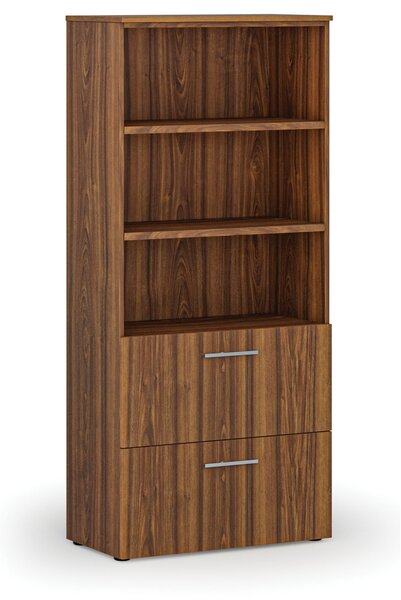 Szafa z szufladami na teczki zawieszkowe PRIMO WOOD, 800 x 420 x 1781 mm, orzech