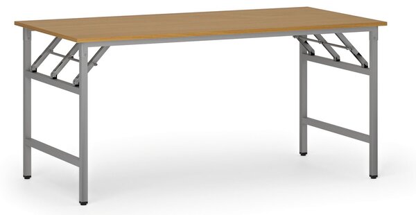 Stół konferencyjny FAST READY, 160x80 cm, szaro-srebrna podstawa, buk