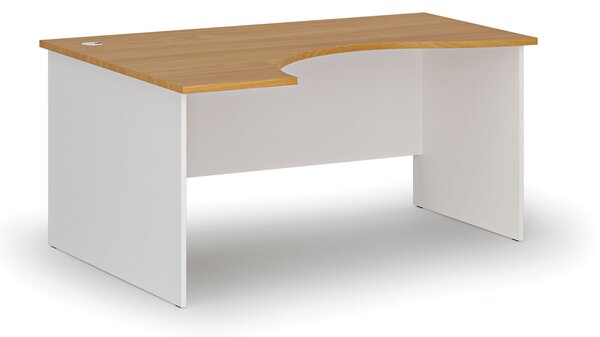 Ergonomiczne biurko PRIMO WHITE, 160x120 cm, lewe, biały/buk