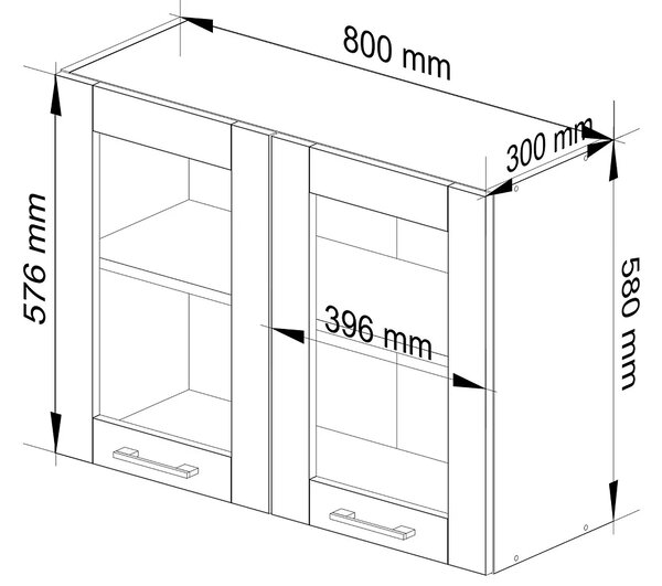 Szara szafka kuchenna z witryną 80 cm W9-T05