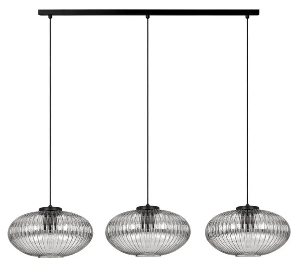 Wisząca lampa z trzema szklanymi kloszami grafitowa S6-D80