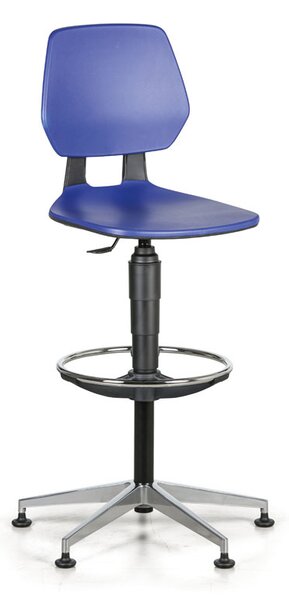 Krzesło robocze ALLOY Plastik, wysokie, ślizgacze, niebieskie
