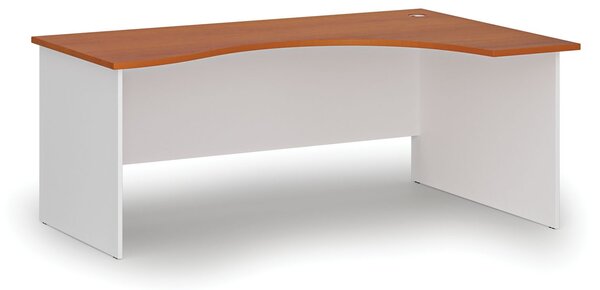 Ergonomiczne biurko PRIMO WHITE, 180x120 cm, prawe, biały/czereśnia