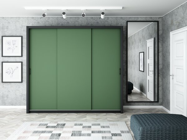 Szafa przesuwna Pascal 255 cm czarna/dymiona zieleń nowoczesny design