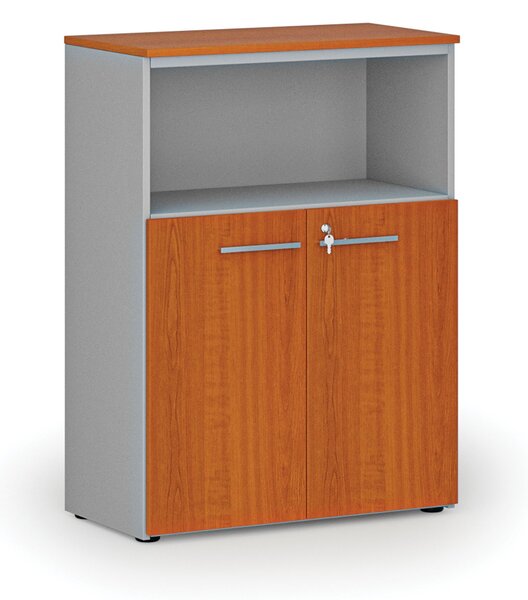 Szafa biurowa kombinowana PRIMO GRAY, 800 x 420 x 1087 mm, szary/wiśnia
