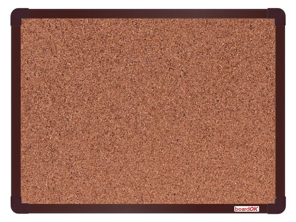 Tablica korkowa BoardOK w ramie aluminiowej, 600 x 450 mm, brązowa rama
