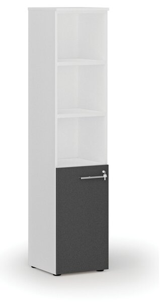 Szafa biurowa kombinowana PRIMO WHITE, drzwi na 2 poziomach, 400 x 420 x 1781 mm, biały/grafit