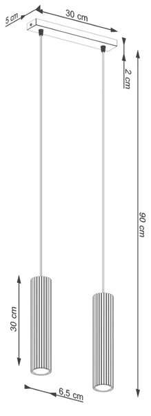 Karbowana podwójna wisząca lampa oliwkowa - D297 K3-W66