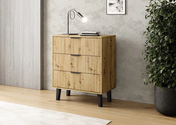 Komoda z 3 szufladami na nóżkach dąb artisan N4-W15