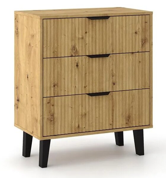 Komoda z 3 szufladami na nóżkach dąb artisan N4-W15