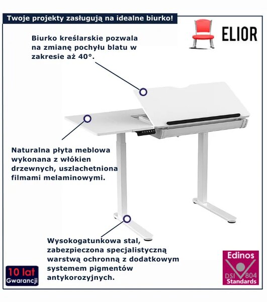 Elektryczne biurko białe kreślarskie N6-T97