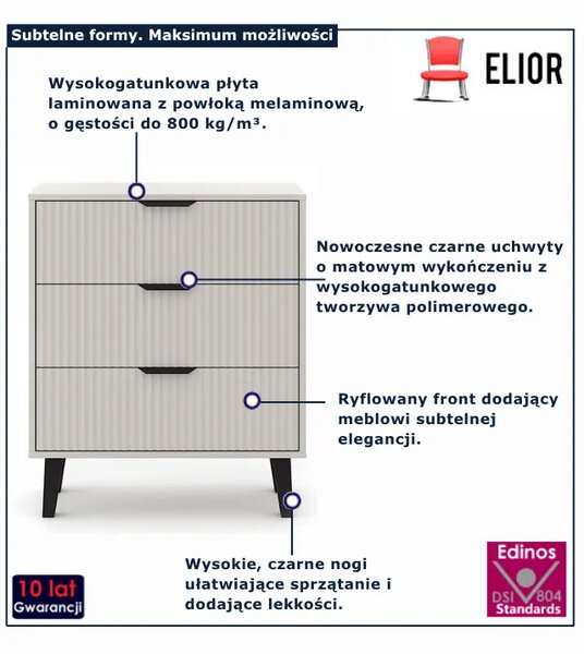 Komoda kaszmirowa z 3 szufladami ryflowana Z1-N31