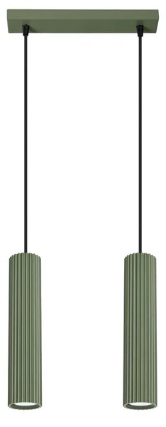 Karbowana podwójna wisząca lampa oliwkowa - D297 K3-W66