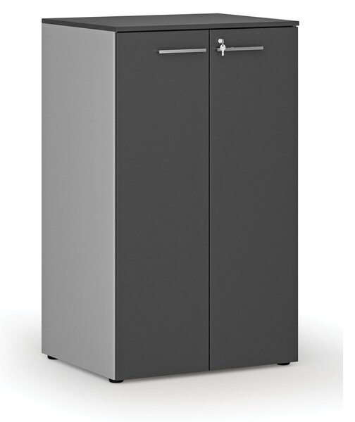 Szafa biurowa z drzwiami PRIMO GRAY, 3 półki, 800 x 640 x 1335 mm, szary/grafit