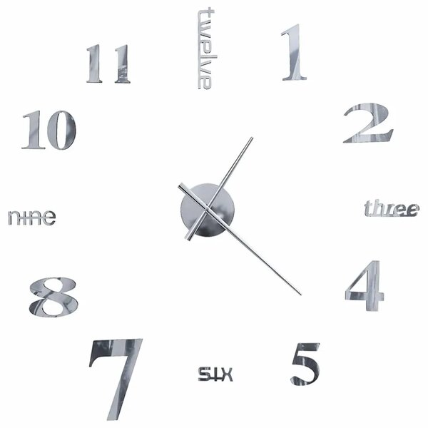 Srebrny zegar ścienny 100 cm R8-A95