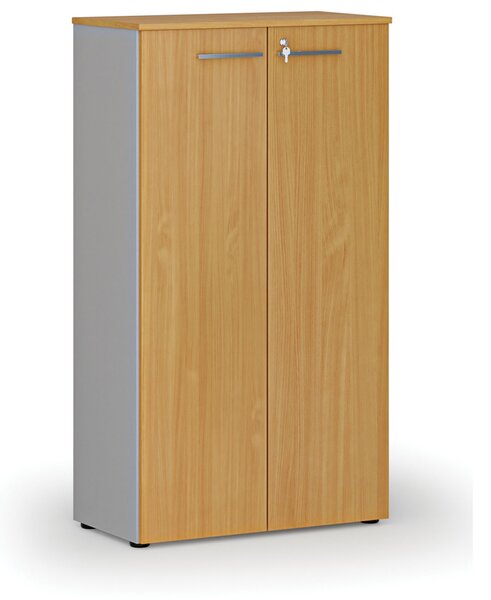 Szafa biurowa z drzwiami PRIMO GRAY, 800 x 420 x 1434 mm, szary/buk