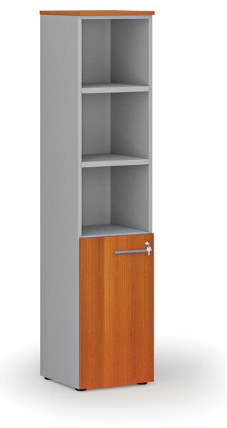 Szafa biurowa kombinowana PRIMO GRAY, drzwi na 2 poziomach, 400 x 420 x 1781 mm, szary/wiśnia