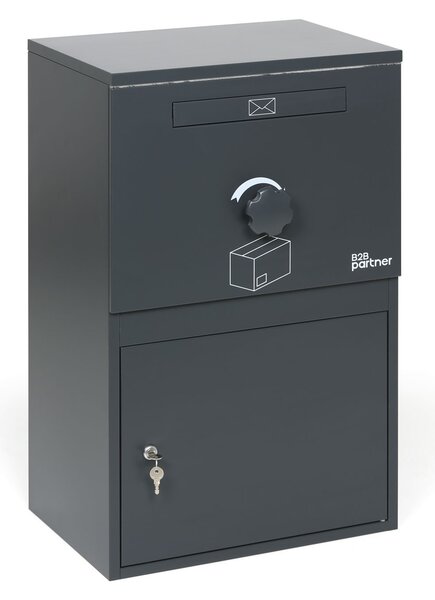 Skrzynka pocztowa na listy i paczki, możliwość montażu w murze, szara, 810 x 501 x 343 mm