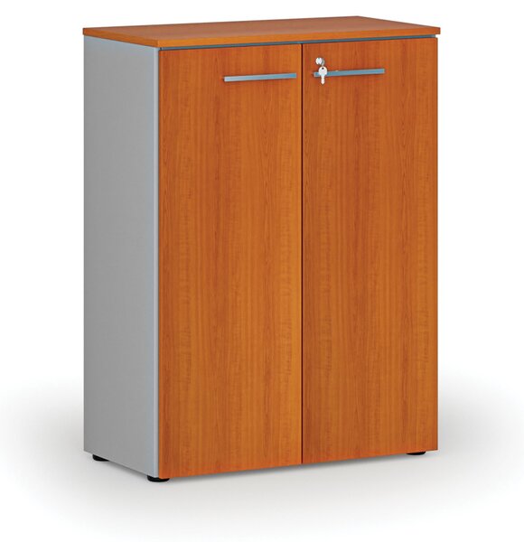 Szafa biurowa z drzwiami PRIMO GRAY, 800 x 420 x 1087 mm, szary/wiśnia