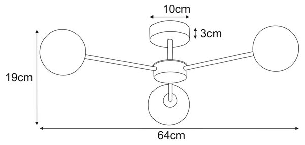 Sufitowa lampa z trzema kloszami transparentno-beżowa P6-W98