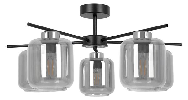 Sufitowa lampa z pięcioma szklanymi kloszami grafitowa S6-M00