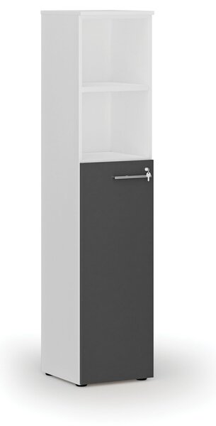 Szafa biurowa kombinowana PRIMO WHITE, drzwi na 3 poziomach, 400 x 420 x 1781 mm, biały/grafit