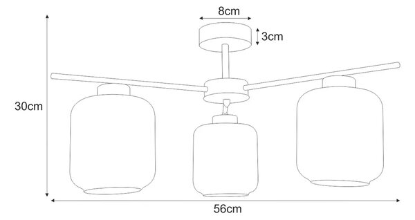 Lampa sufitowa z trzema kloszami grafitowa L5-H38