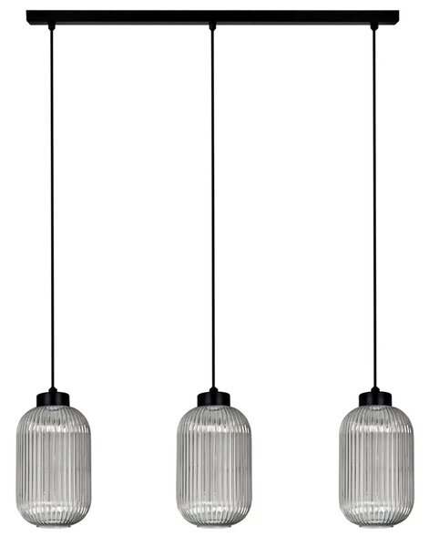 Lampa wisząca z ryflowanymi kloszami grafitowa M7-W19