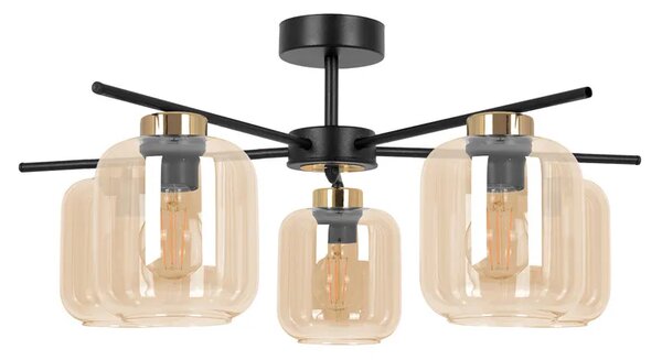 Sufitowa lampa z pięcioma szklanymi kloszami beżowa N7-G89