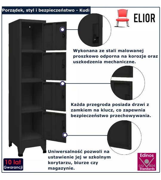 Czarny regał zamykany na dokumenty K2-E33