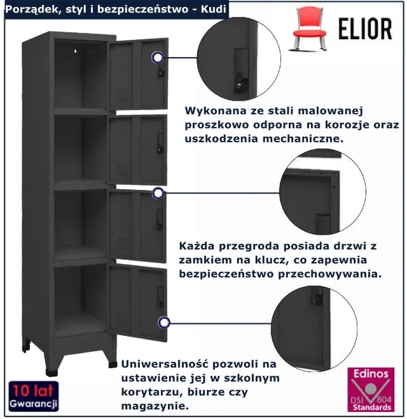 Antracytowa szafa zamykana na klucz S6-N96