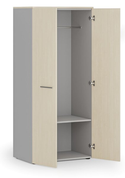 Szafa ubraniowa biurowa PRIMO GRAY, 1 półka, drążek do szafy, 800 x 500 x 1781 mm, szary/brzoza
