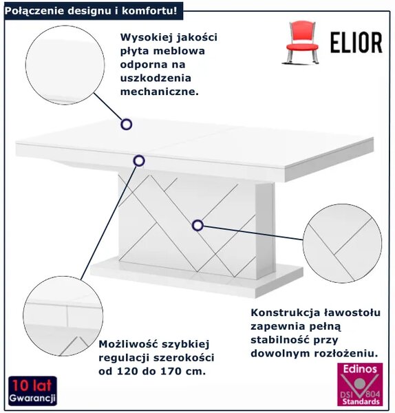 Nowoczesny biały rozkładany ławostół T6-A96