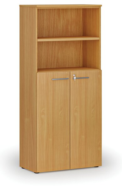 Szafa biurowa kombinowana PRIMO WOOD, drzwi na 3 poziomach, 800 x 420 x 1781 mm, buk