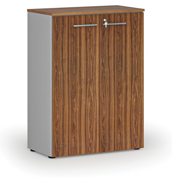 Szafa biurowa z drzwiami PRIMO GRAY, 800 x 420 x 1087 mm, szary/orzech