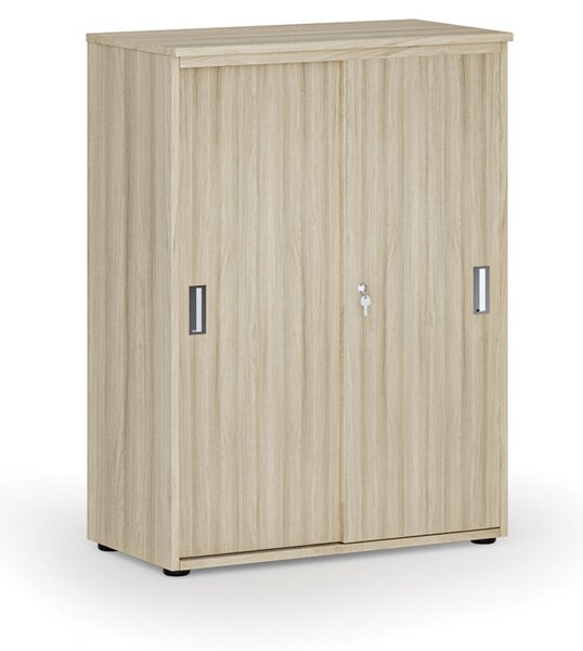 Szafa biurowa z drzwiami przesuwnymi PRIMO WOOD, 800 x 420 x 1087 mm, dąb naturalny