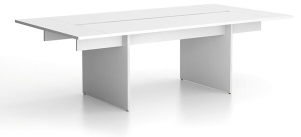 Stół konferencyjny SOLID + 2x rozszerzenie blatu, 240x125 cm, biały