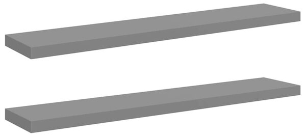 Półki ścienne, 2 szt., wysoki połysk, szare, 120x23,5x3,8 cm