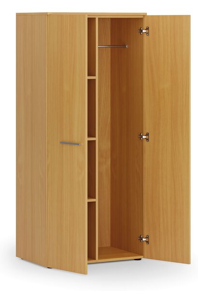 Szafa ubraniowa biurowa PRIMO WOOD, 3 półki, drążek do szafy, 800 x 500 x 1781 mm, buk