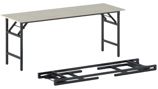 Stół konferencyjny FAST READY, 170x50 cm, czarna podstawa, dąb naturalny