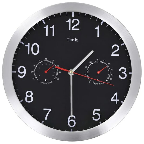 Czarny okrągły zegar ścienny 30 cm F6-N03