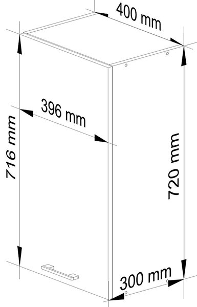 Biała minimalistyczna górna szafka kuchenna 40 cm M3-D03