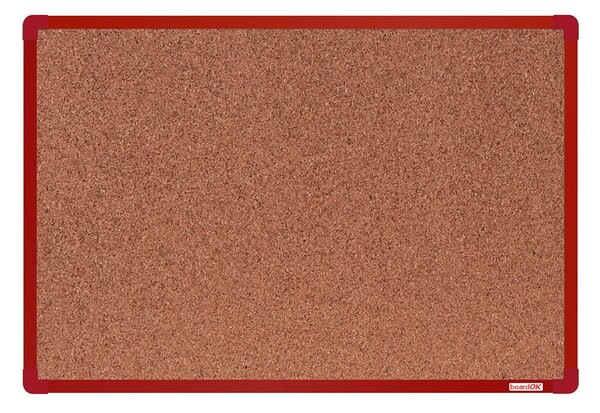 Tablica korkowa BoardOK w ramie aluminiowej, 600 x 900 mm, czerwona rama