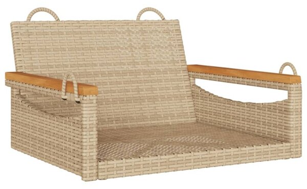 Ławka bujana, beżowa, 63x62x40 cm, polirattan