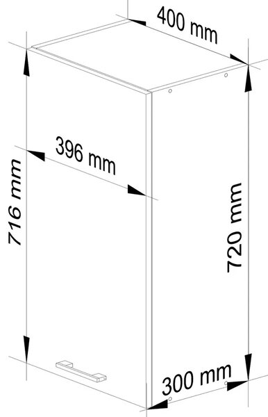Minimalistyczna górna szafka kuchenna 40 cm W2-K36