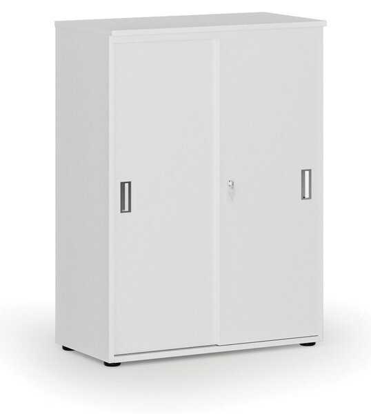 Szafa biurowa z drzwiami przesuwnymi PRIMO WHITE, 800 x 420 x 1087 mm, biały